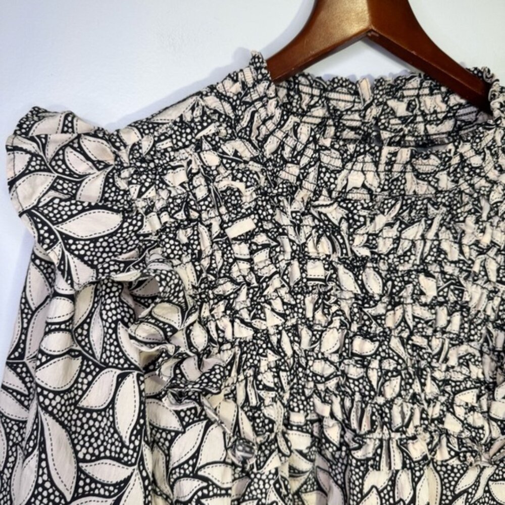 By Anthropologie Long-Sleeve Printed Smocked Mini Dress Size 3x - Picture 7 of 14